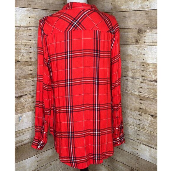 A NEW DAY RED PLAID EVERYDAY CASUAL CLASSIC RAYON BUTTON FRONT SHIRT SZ. XL - Picture 3 of 3